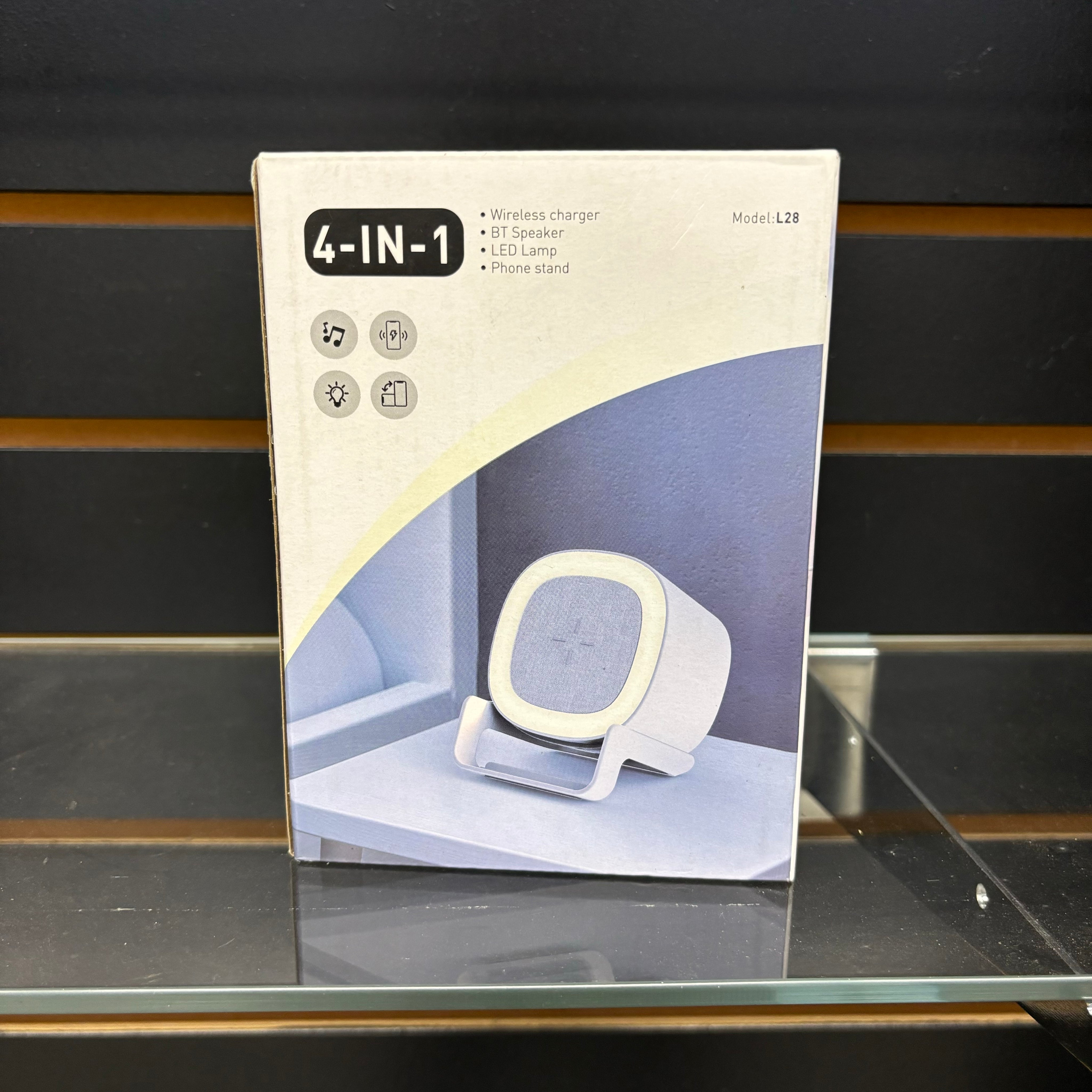 4-IN-1 Wireless charger, BT Speaker, LED Lamp, Phone stand