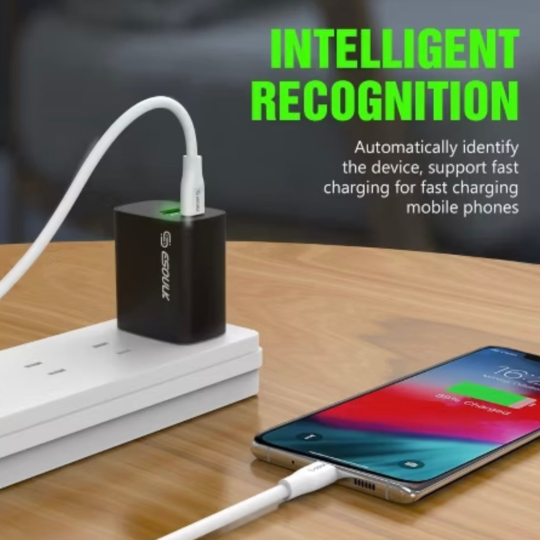18W PD & 2.4A WALL CHARGER+
5FT USB C TO 8 PIN LIGHTNING CABLE