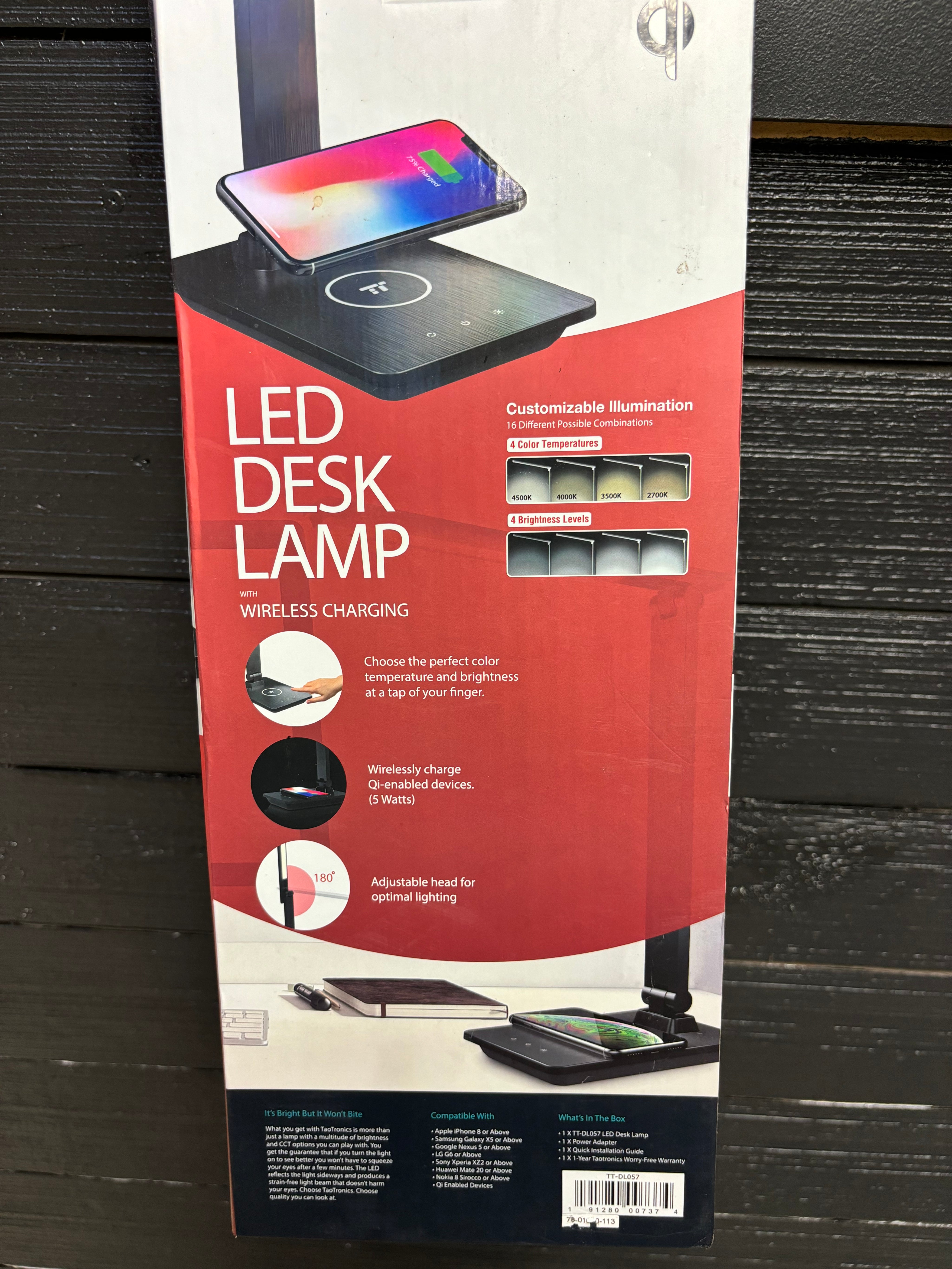 LED desk lamp and wireless charger